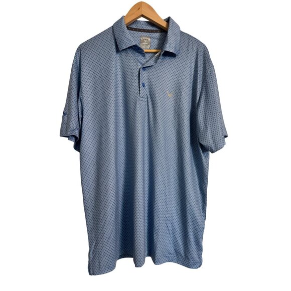 Callaway Opti Dri Size Large Men’s Golf Polo NWOT Blue Print Stretchy Short Slee - Picture 9 of 9
